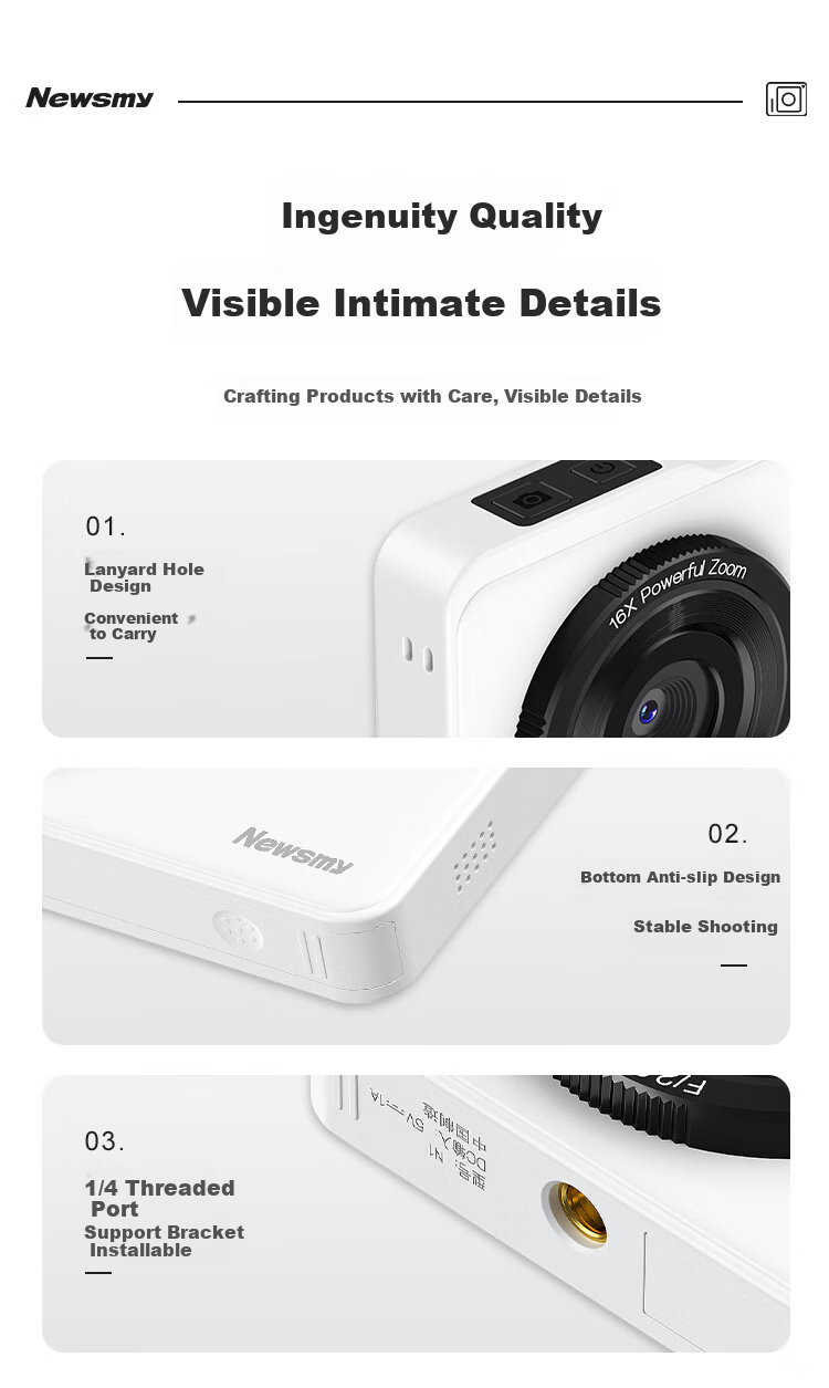 Newsmy N1 Student High-Definition Digital Camera for Girls, Entry-Level Portable Camera with Phone Transfer Function, High-Definition Travel Campus Compact Camera, Retro CCD Alternative, 64GB White 5