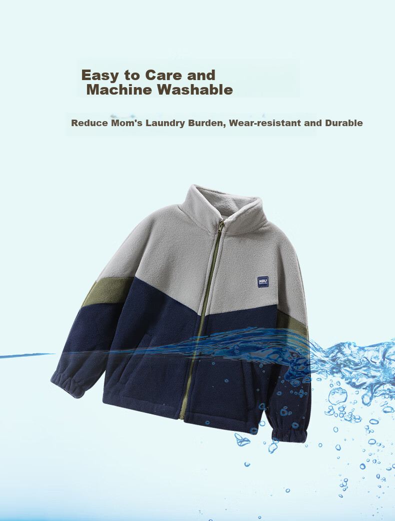 NUBIWU Children's Fleece Stand-Collar Jacket, Spring Boys' Outerwear, Stylish Sweatshirt, Big Kids' Fleece Patchwork Cardiga 17