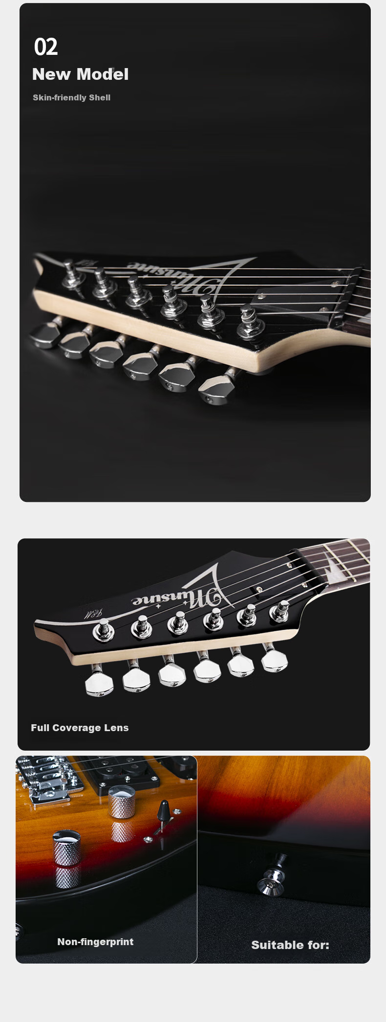 Minsine MS170/Sunset Color Electric Guitar, Beginner's Electric Guitar, Professional-Level Electronic Guitar, Single Pickup Rock Guitar 9