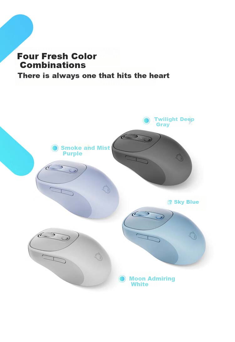 Lenovo Xiaoxin Wireless Bluetooth Rechargeable Mouse Plus, Twilight Gray, Ergonomic Design for Business Office, Quiet And Portable, Compatible with Laptops And Tablets, XM300 Single Bluetooth 11