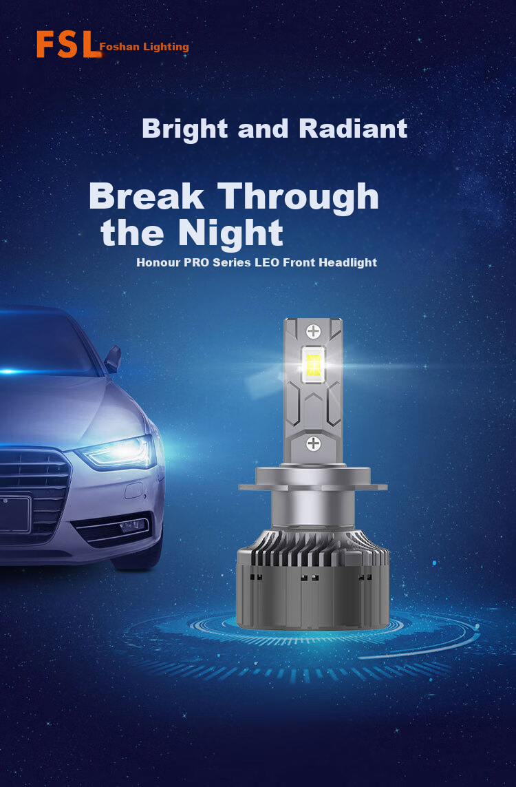 FSL Rongyaopro LED Car Headlights, Ultra-Bright H4 Headlights, Low Beam, High Beam, Compact And Bright, Focused, Super Strong, 55W 1