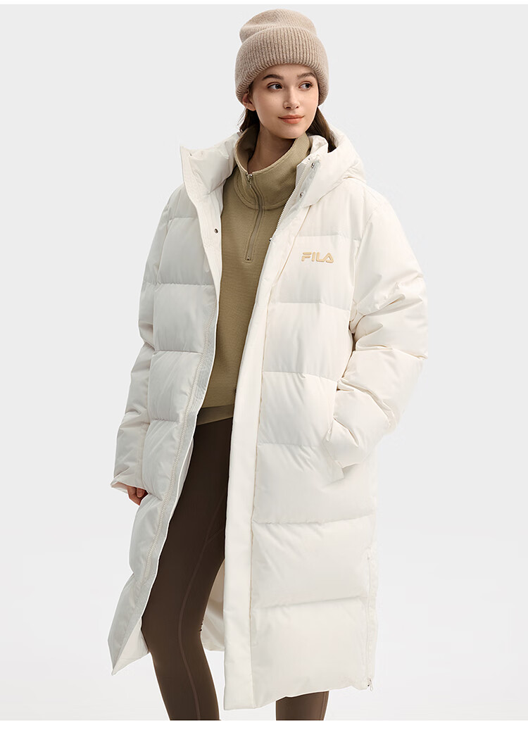 FILAFILA Official RGB Long Down Jacket 2025 Winter Couples Hooded Cold-Resistant Warm Coat 28