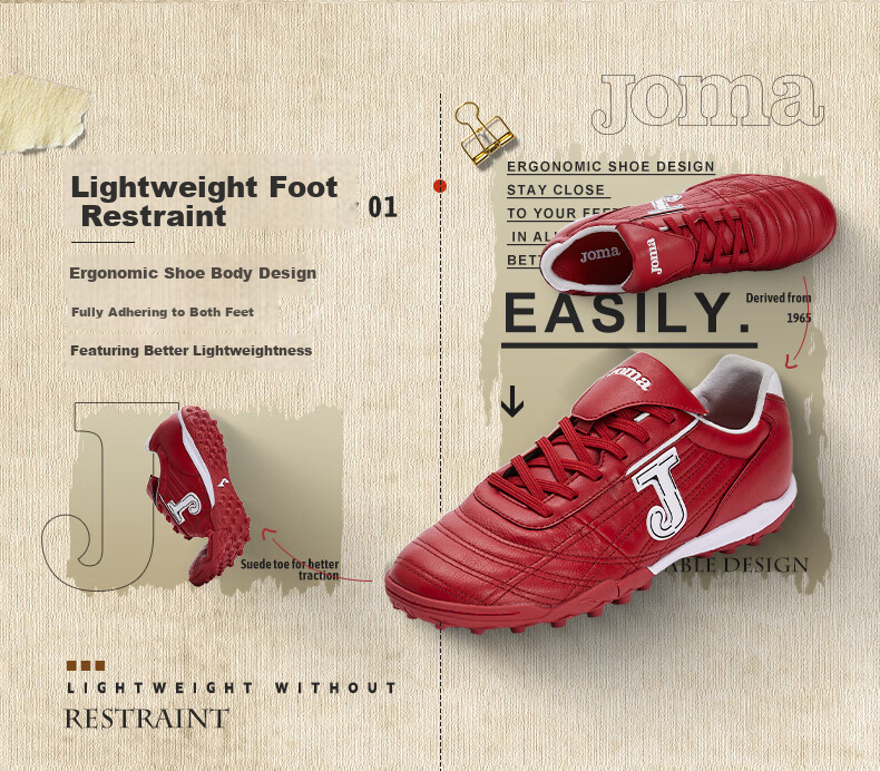JOMA Kangaroo Leather Soccer Shoes for Men, Adults, Children, Teenagers And Students TF Turf Cleats Football Match Training Shoes White Size 45 3