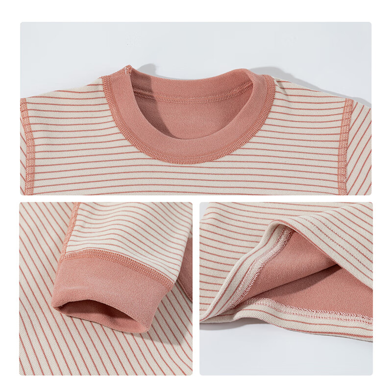 Disney Kids Autumn Soft Plush Striped Loungewear Set Skin-Friendly Comfortable Warm Pajamas Pink 130