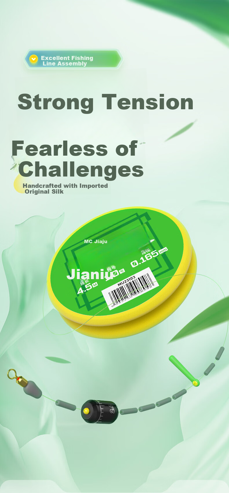 JIADIAONI Finished Fishing Line Set, Imported Fishing Line Main Line Set with Strong Pulling Force, 3.9m 1.5 Size Line, 3 Rolls Pack 3
