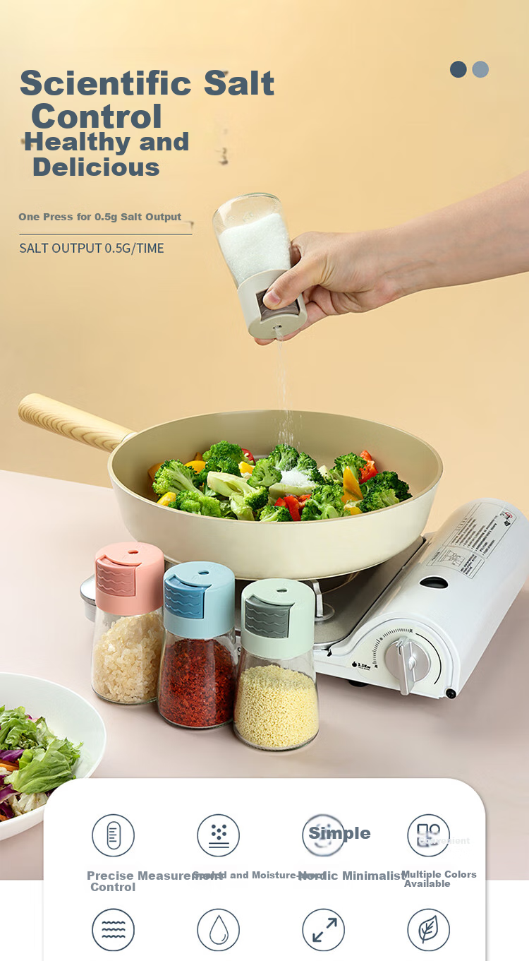BJ Measuring Salt Bottle, Seasoning Bottle, Spice Jar, Kitchen Controllable And Measurable Salt Container, Sealed Moisture-Proof Salt Control Bottle 1