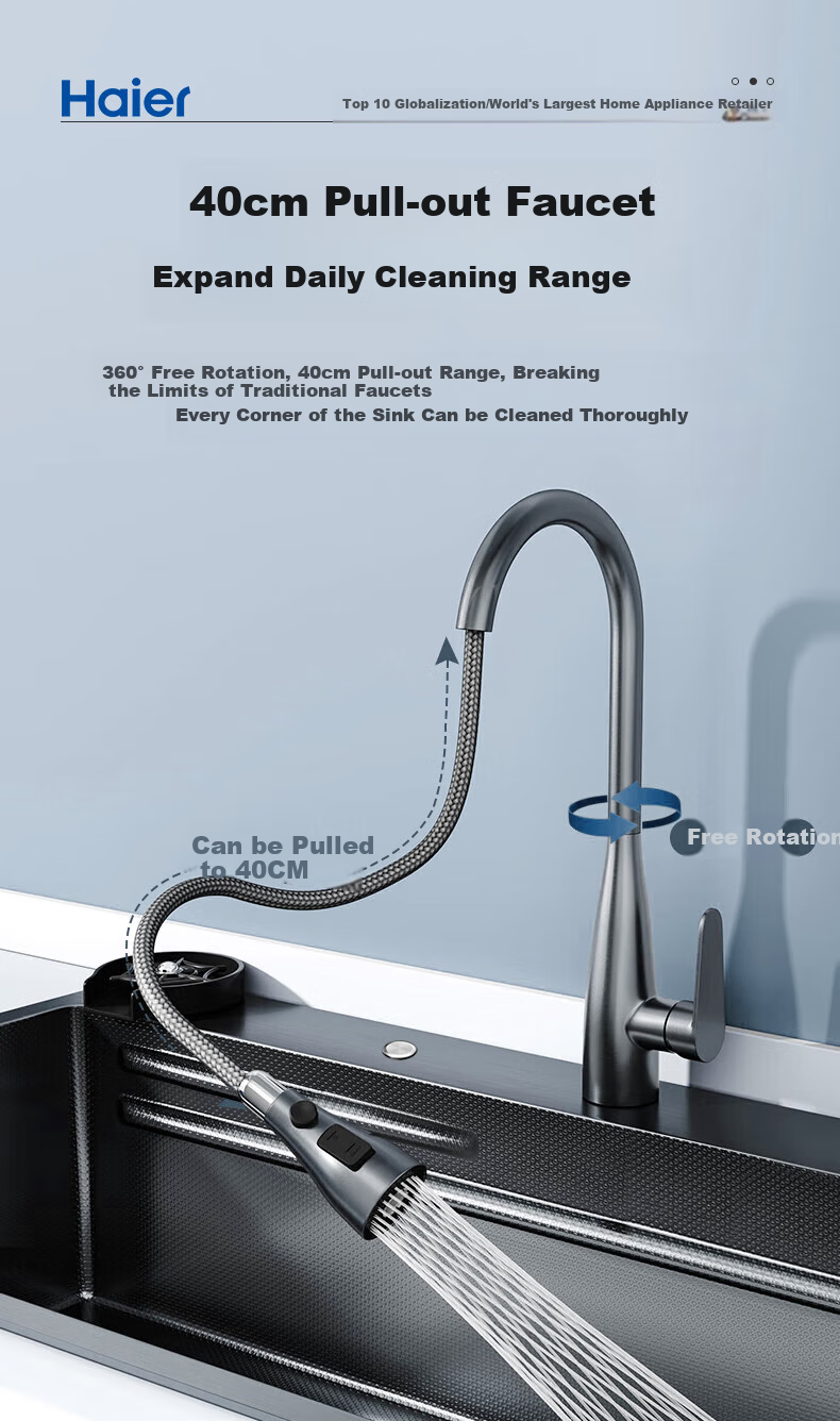 Haier Large Single Sink, Kitchen Thickened 304 Stainless Steel Vegetable Washing Basin, Integrated Hand-Washing Sink, Food Prep Sink with Strainer 18