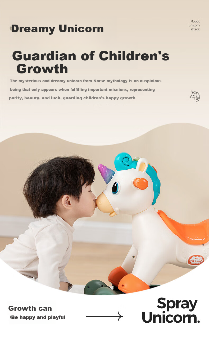 HUILE TOYS Rocking Horse Baby Toy for Ages 1-3, Musical Enlightenment Spray, ABS Material, Birthday And First-Year Gift 1