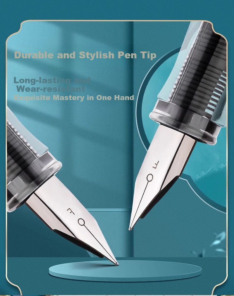 DiLe National Trend Fountain Pen for Primary School Students, Children's Handwriting Practice for Grades 3-4, Replaceable Blue Ink Cartridge, Smooth Writing with Varying Line Thickness, 3237 Single Pen Randomly Selected 5