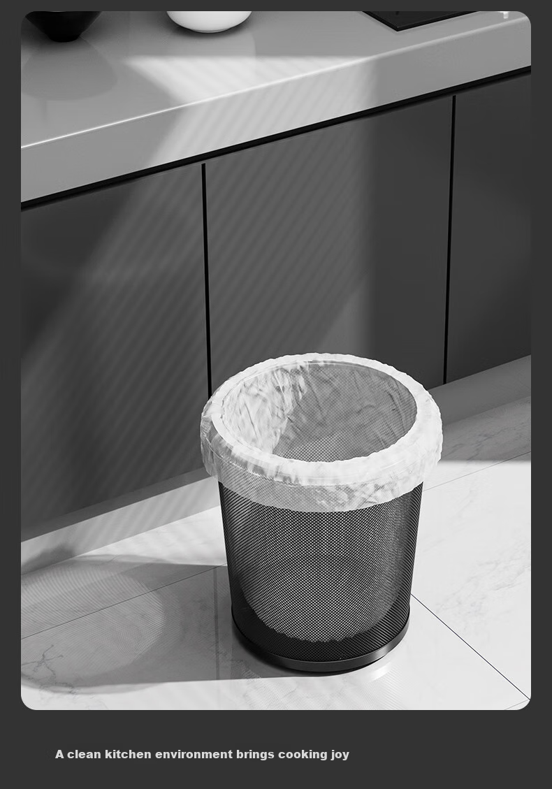 Baijiahaoshi Household Metal Mesh Trash Can without Lid, 12L Round Black, for Living Room Bathroom Bedroom, Wire Mesh Office Wastebasket 10