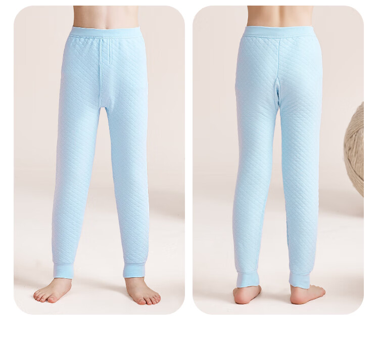 Hodohome Kids Thermal Pants Boys Three-Layer Thickened Cotton Autumn Trousers Air Layer Cotton Pants 2-Pack Size 150 2