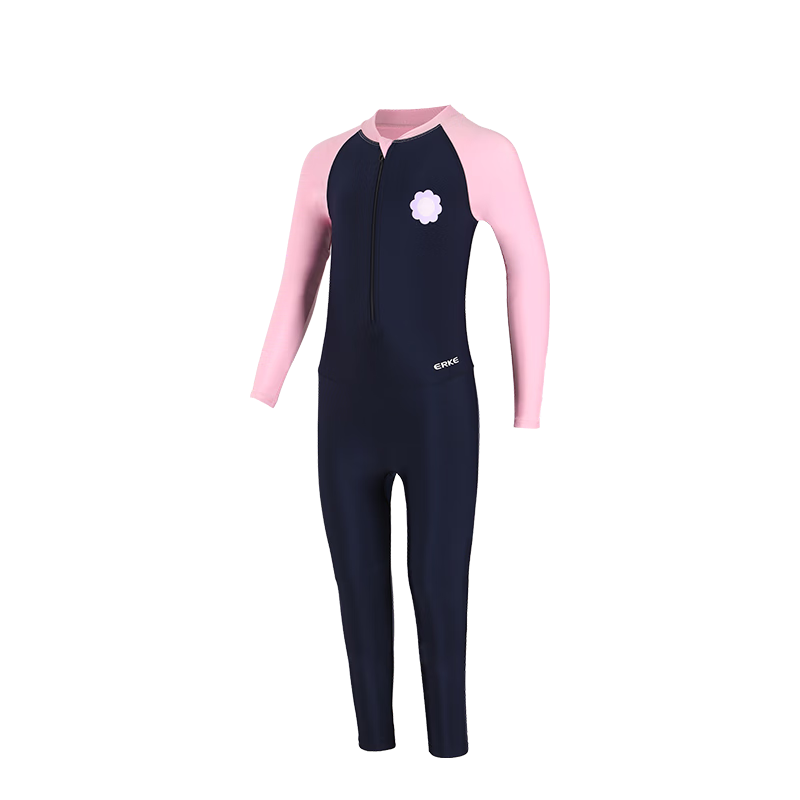 ERKE Girls' Long Sleeve Long Pants One-Piece Swimsuit Sunscreen Quick-Drying Comfortable Breathable Swimming Equipment