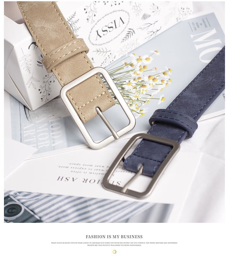 Jeanswest New Korean Style Pin Buckle Men's Leather Belt Casual Versatile Waistband Trendy Men's Pants Belt Ins Style 8