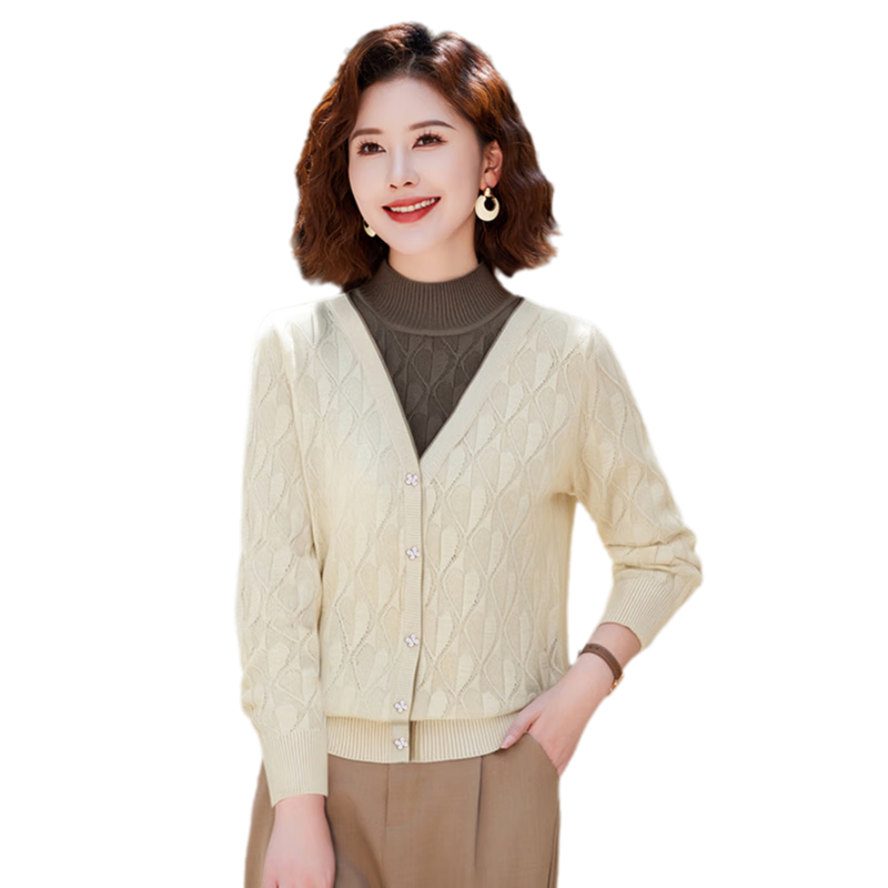 Yuzhaolin Mom Elegant Two-Piece Knit Sweater 2025 Autumn Winter Middle-Aged Women's Base Shirt Y53Z143