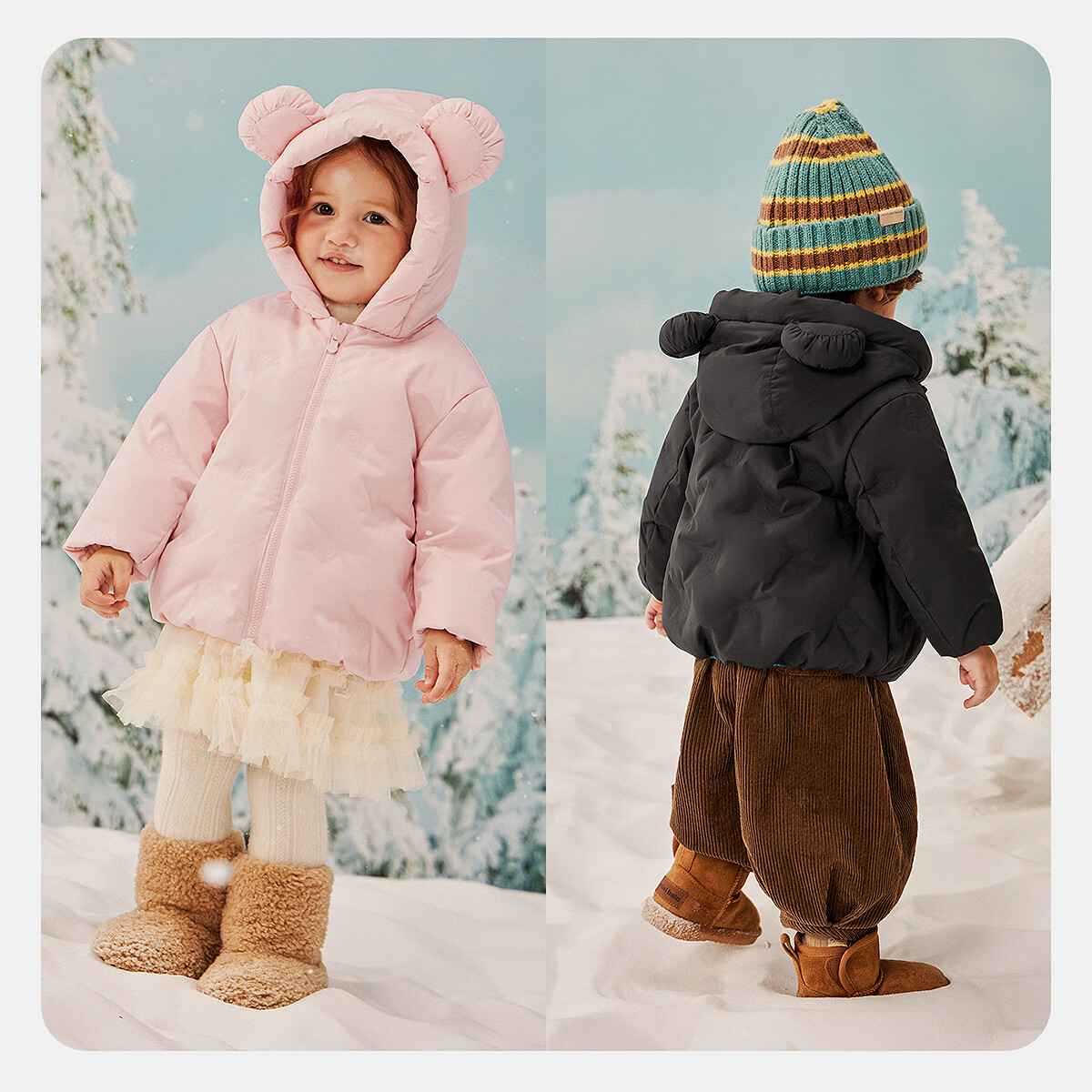 Minibala Kids Boys Girls Cute Hooded Lightweight Down Jacket Baby Coat 2025 Winter