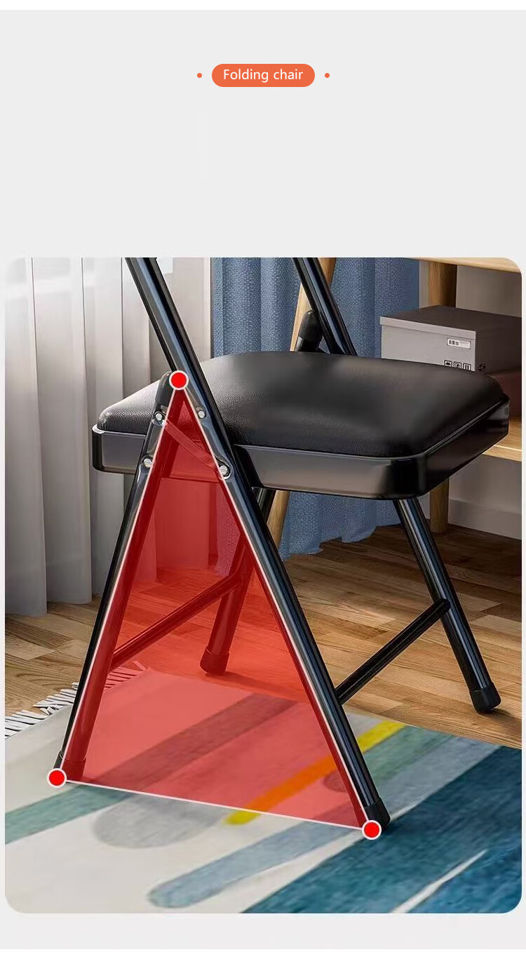 Annafu Simple Folding Chair Conference Chair Backrest Chair Computer Chair Office Chair Portable Dorm Chair ZY31 Black Frame Black Leather 3