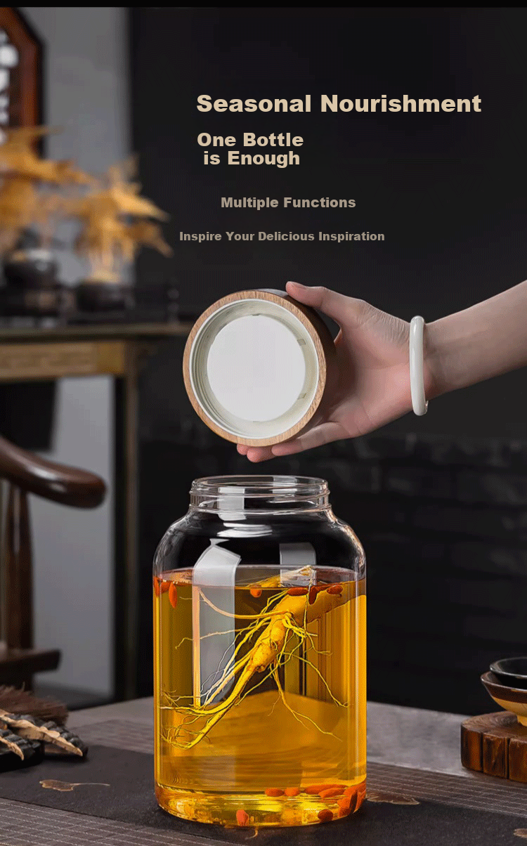 CRISTALGLASS Glass Infusion Bottle Container, Sealed Jar for Ginseng Wine, Plum And Loquat Self-Made Wine, Pickling Jar for Kimchi, 3000ML 5