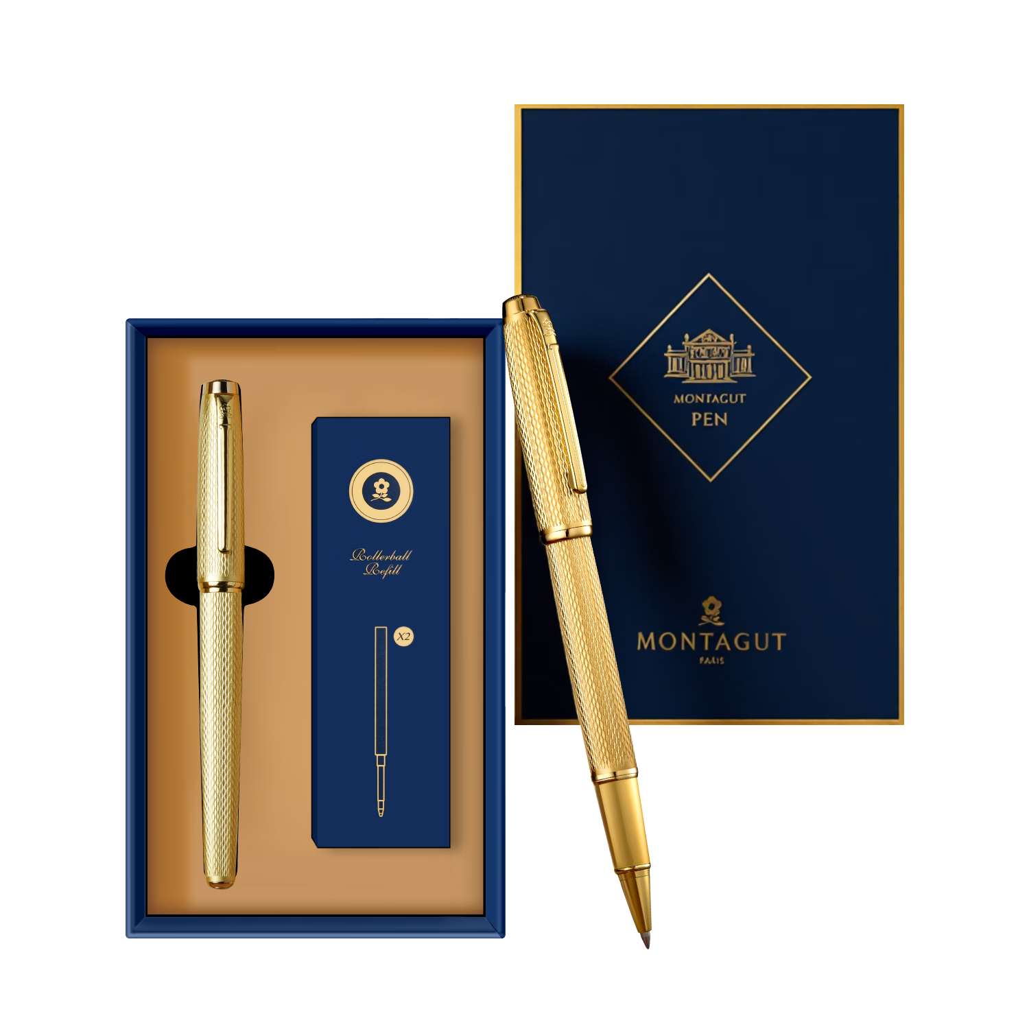 MONTAGUT [Mid-Autumn Festival Gift] Signature Pen, High-End Business Ballpoint Pen, Refill Set, Office Exquisite Gift for Women, Losarte Series Radiant Gold
