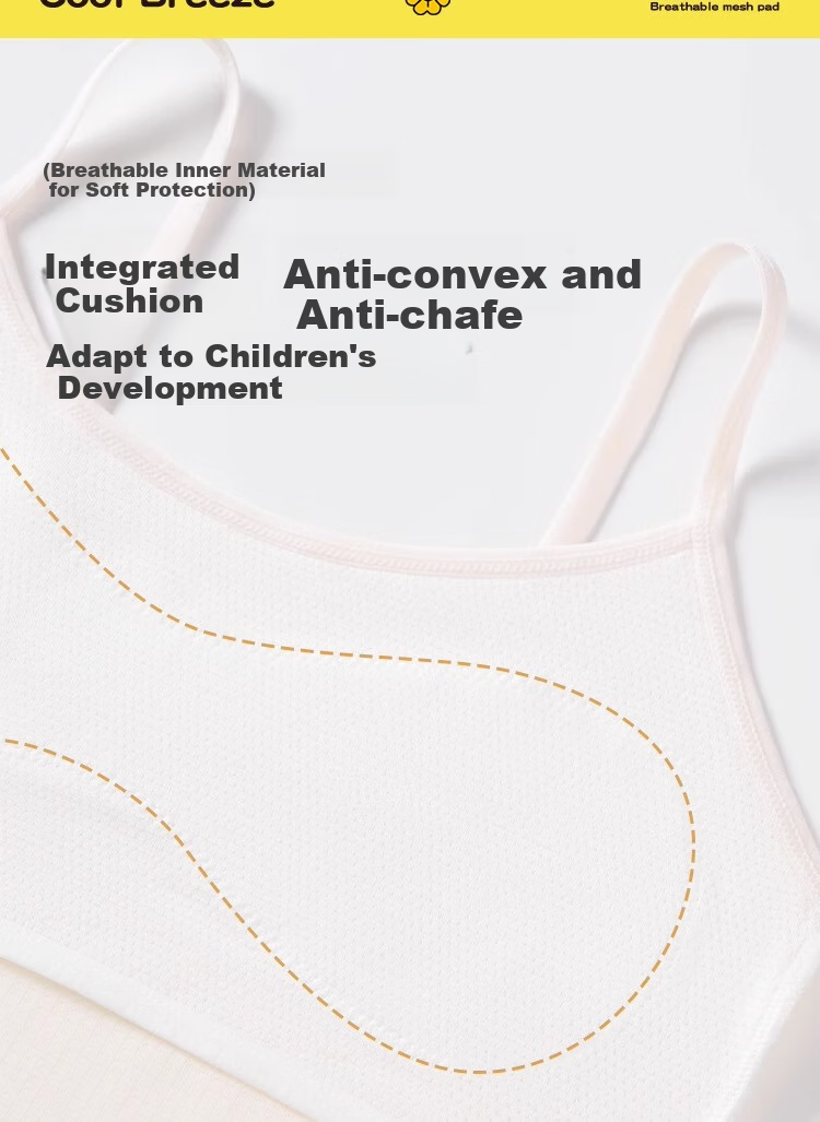 LangSha Girls' Underwear for Puberty, Elementary School Students, Children, Seamless Anti-Nipple Show, Long Camisole, Breathable Undershirt for Young Girls 6