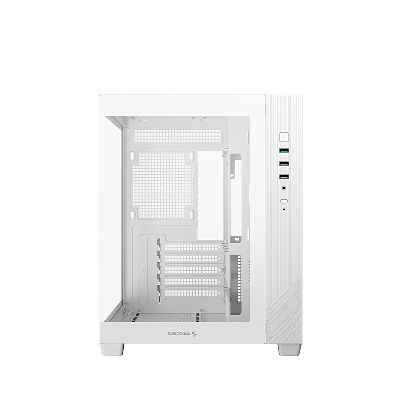 DEEPCOOL CG330 Supports Back-Mounted M-ATX Motherboard, Compact Chassis, White Color, Dual 360mm Water Cooling Positions, Sufficient Cable Management Space for 46mm Cables, Vertical Airflow Duct