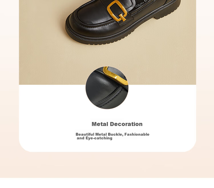 Dusto Black Thick-Soled Leather Shoes for Women, 2026 New Spring Slip-On Commuter Shoes, Soft-Soled British Loafers 4