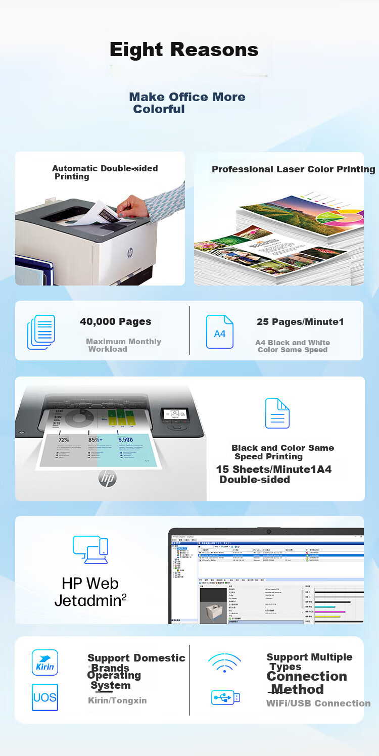 HP 3288dw Jet Series A4 Color Laser Printer, Automatic Duplex Printing, Wireless Network WeChat Remote Printing, for Home And Office Use, Compatible with Domestic Operating Systems 2