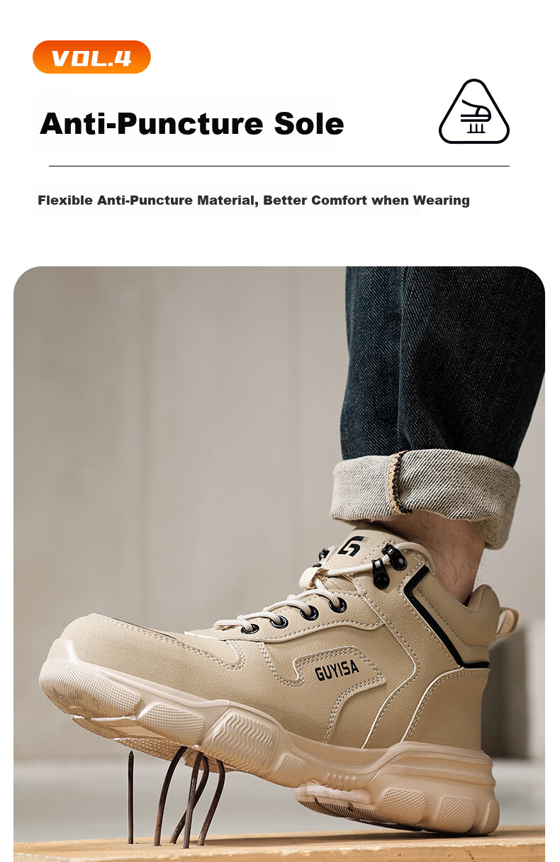 Fumeier Men's Winter High-Top Steel Toe Anti-Smash Anti-Puncture Ultra-Light Waterproof Safety Work Shoes 5031-1 Size 44 6