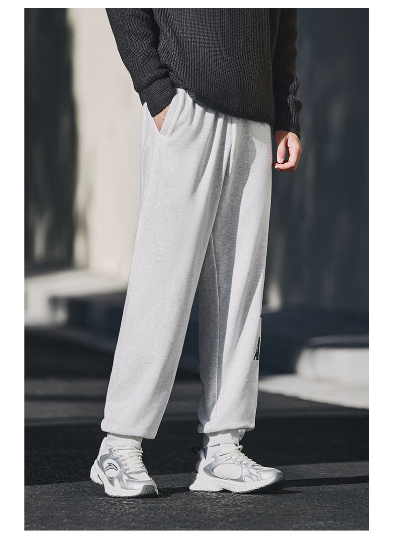 ANTA Men's Fleece-Lined Sports Sweatpants Winter New Knitted Jogger Casual Pants 2