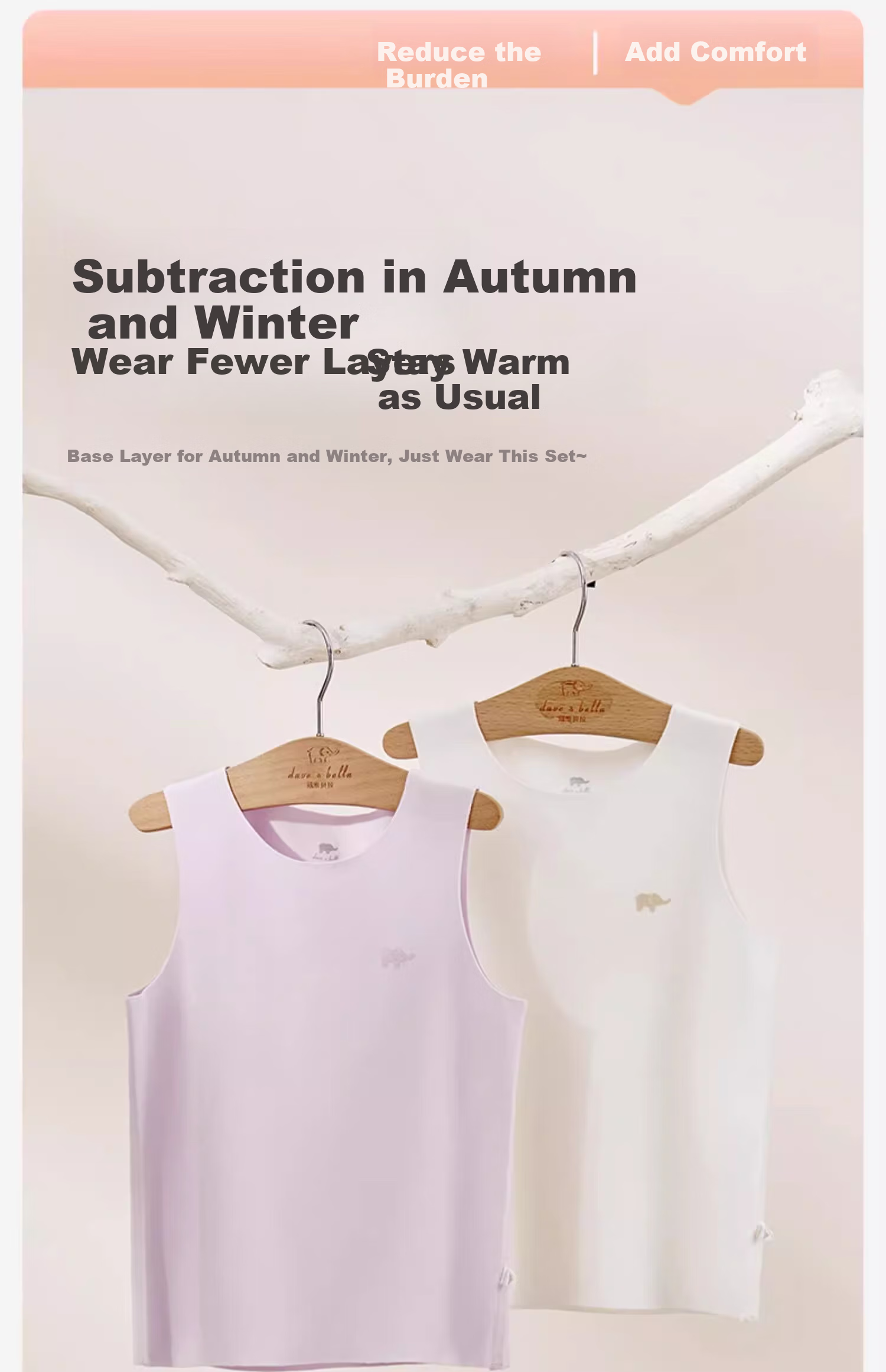 DAVE & BELLA Girls' Tank Top, Autumn And Winter Boys' Meiyaibi Underwear, Children's Undershirt 2