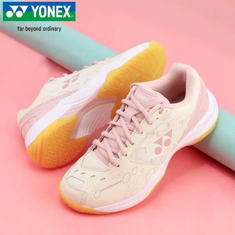 YONEX Badminton Shoes YY Entry-Level Training Shock Absorption Power Cushion Women SHB101CR Beige Pink 39.5