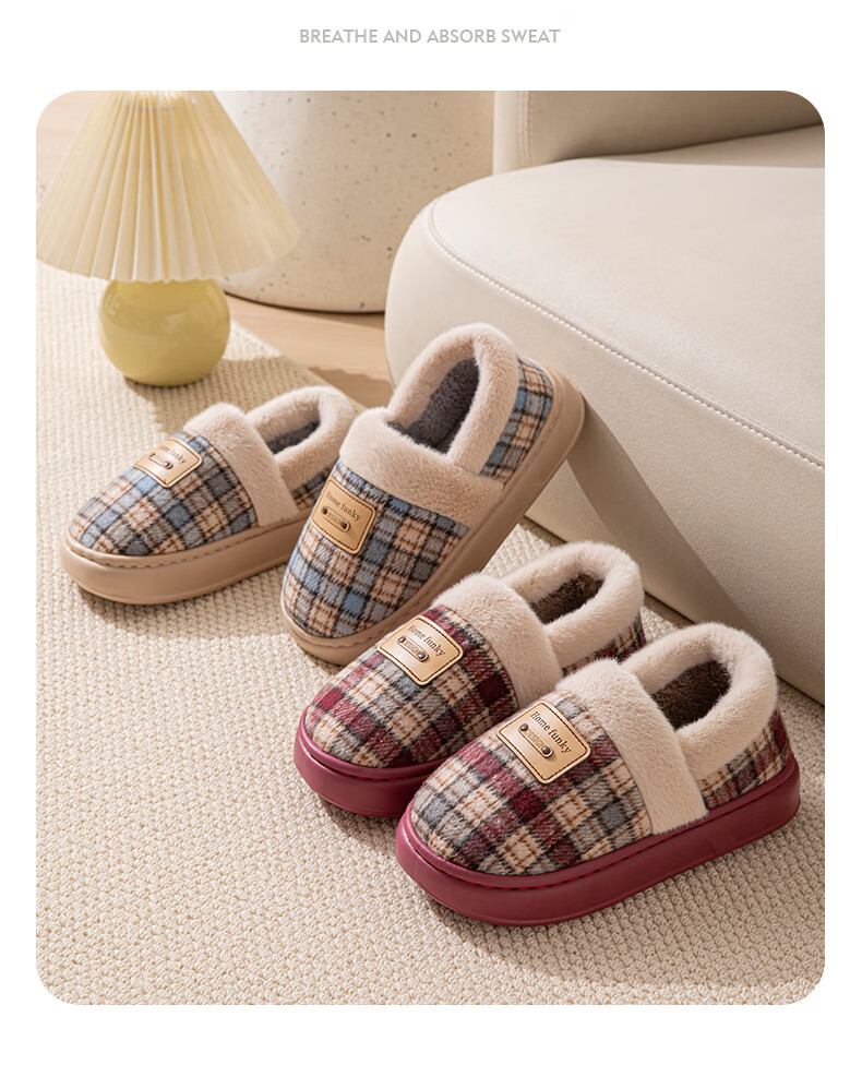 YUZHAOLIN Unisex Winter Retro Plush Warm Backed Cotton Slippers YR584 9