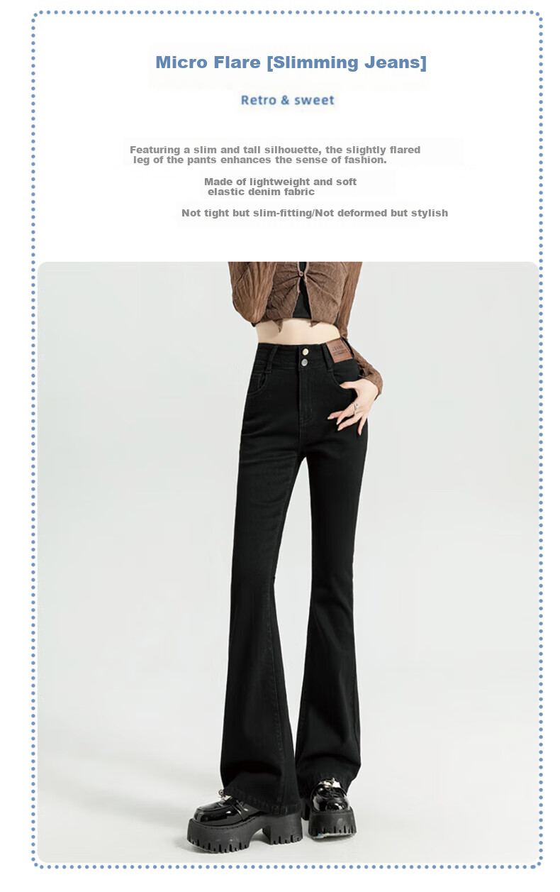 Romon Women's Stretch Slim Fit Jeans Winter Fashion High Elasticity Slimming Hip Lift High Waist Flared Pants Blue Gray L 3