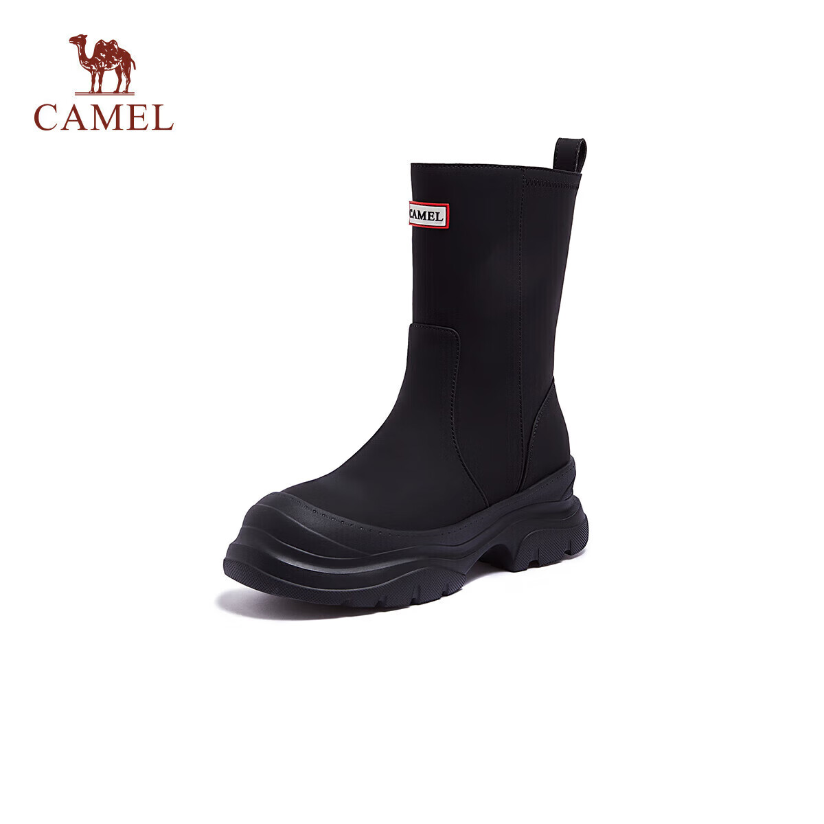 CAMEL Rainbow Rain Boots for Women, Dual-Use for Sun And Rain, Lightweight Outdoor Casual Ankle Boots, L25W577027, Black, Size 37