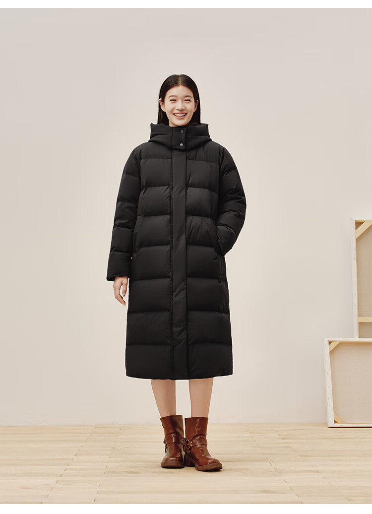JD Original down Jacket for Women, 90% Duck Down, Puff Mid-Length Style, Fashionable Versatile, Winter New Thick Coat, Pure Gray, Size L 26