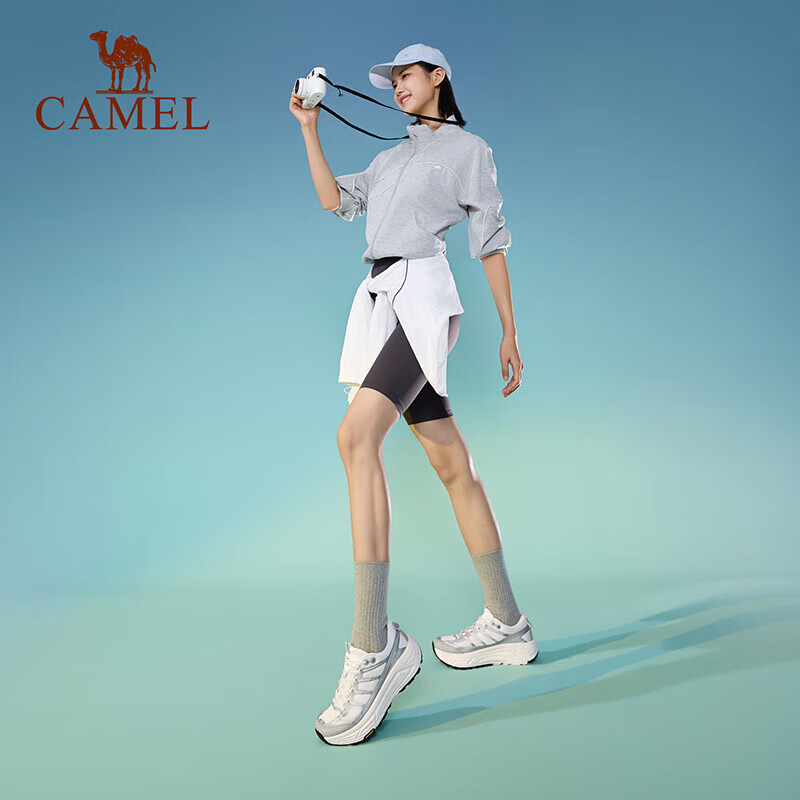 Женские кроссовки CAMEL Carbon Zero с толстой подошвой, амортизацией и упругостью для бега, K25C09L7060, цвет: белый с серебром, размер: 36