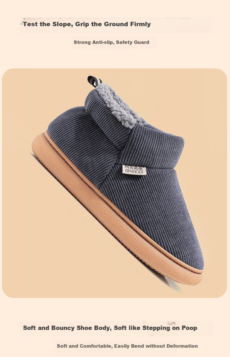 GUOLUOFEI Elderly Cotton Slippers with Heel, Non-Slip Indoor And Outdoor Wear, Warm Winter Cotton Shoes for Men And Wome 4