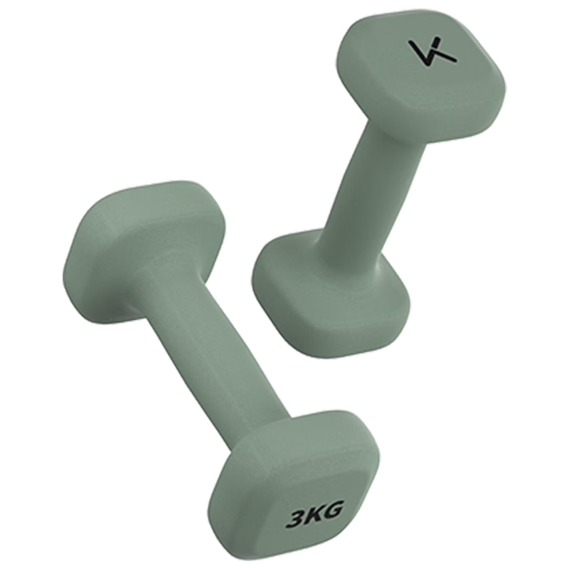 Keep Cloud Sensation Square Dumbbells Unisex Home Fitness Shaping Plastic Coated Dumbbells Course Edition Distant Mountain Green 3kg*2