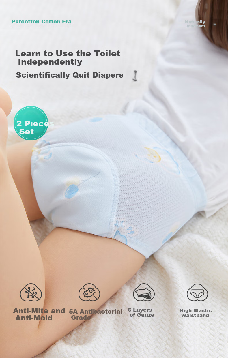 PurCotton Baby Training Pants 2 Pieces [No Softener], Baby Toilet Training Diapers, Washable Diapers, Scientific Weaning from Disposable Diapers 1