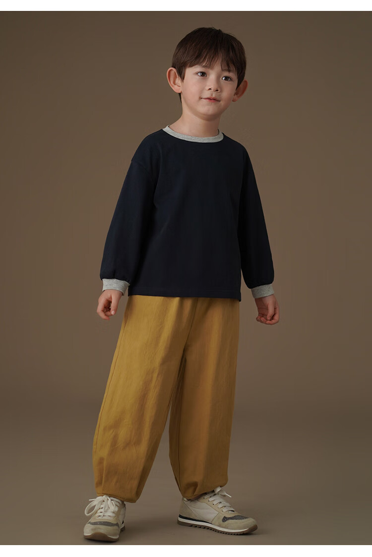 Hacikis Kids Spring and Autumn Long Sleeve T-Shirt Simple Top Boys Girls Skin-Friendly Base Shirt Navy Blue 150 10