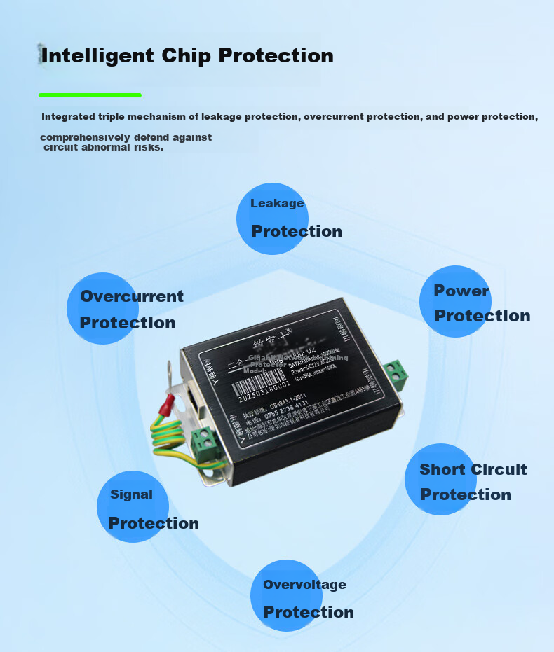 Minhongshi 2-In Network Lightning Protector, 1000M Surge Protector, POE Camera Lightning Arrester, RJ45 Network Cable Desktop Black MHS-1000 3