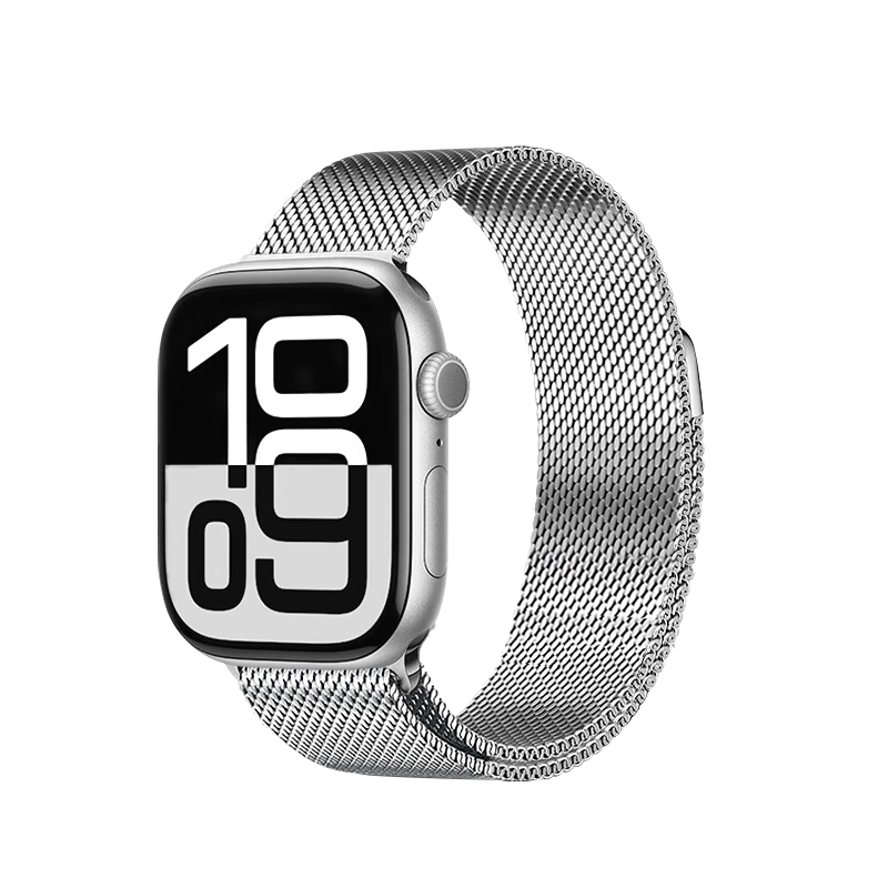 MSSM Apple Watch Band for S11/10/S9/8/SE3/Ultra3 Milanese Metal Magnetic Diamond Steel Strap - Silver