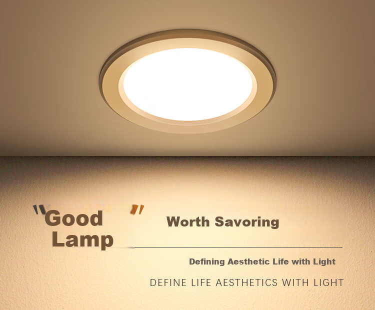 FSL Foshan Lighting LED Downlight, Ceiling Light, Hallway Recessed Spotlight, 6W 3-Inch Aluminum, Tri-Color White with Silver Edge 1