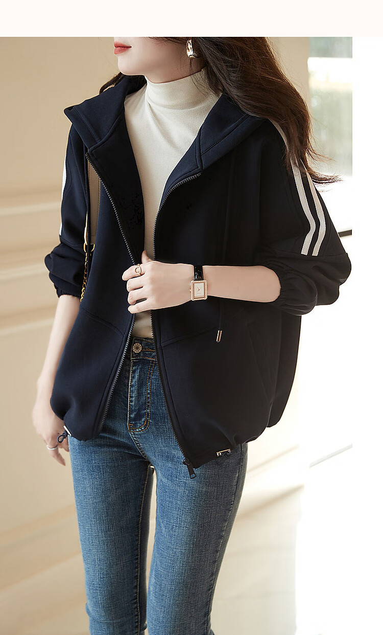 Demana Colorblock Webbing Winter Hooded Loose Fit Long Sleeve Slightly Stretchy Casual Adjustable Hem Short Jacket for Women 5