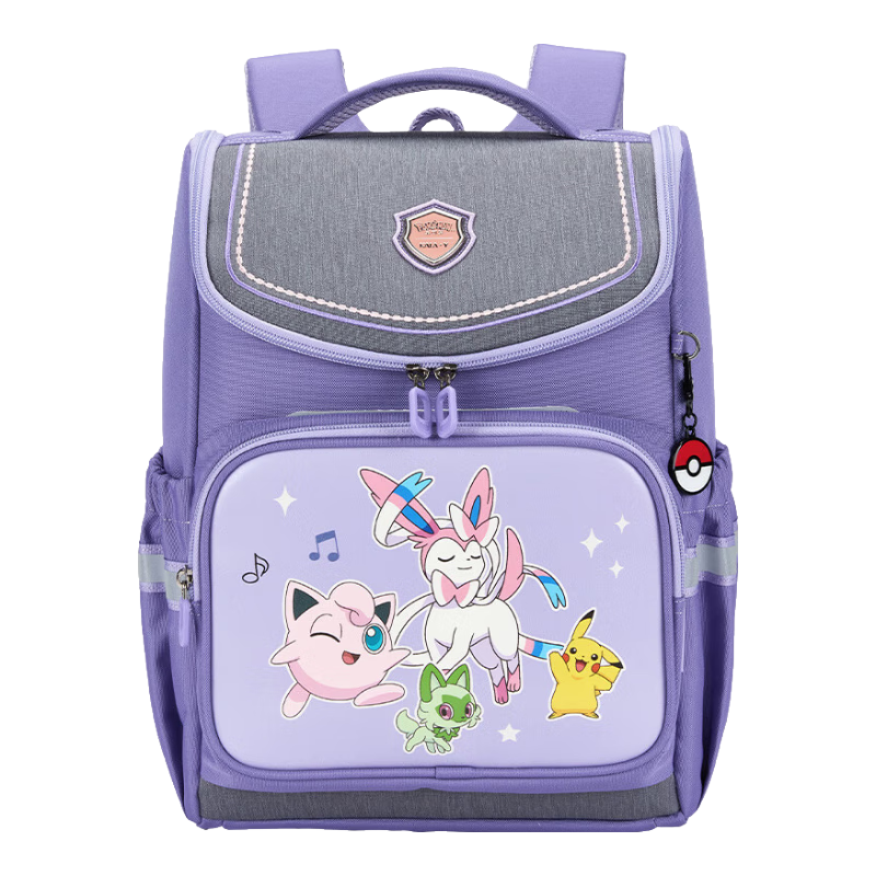 KALA·Y Pokémon Collaboration Primary School Backpack for Grades 1-3, Lightweight Anti-Drop Large Capacity Unisex Bag