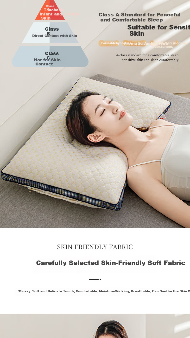 Grace Class A Pillow Core, Antibacterial Cervical Pillow, for Adults' Sleep, Deep Sleep 3