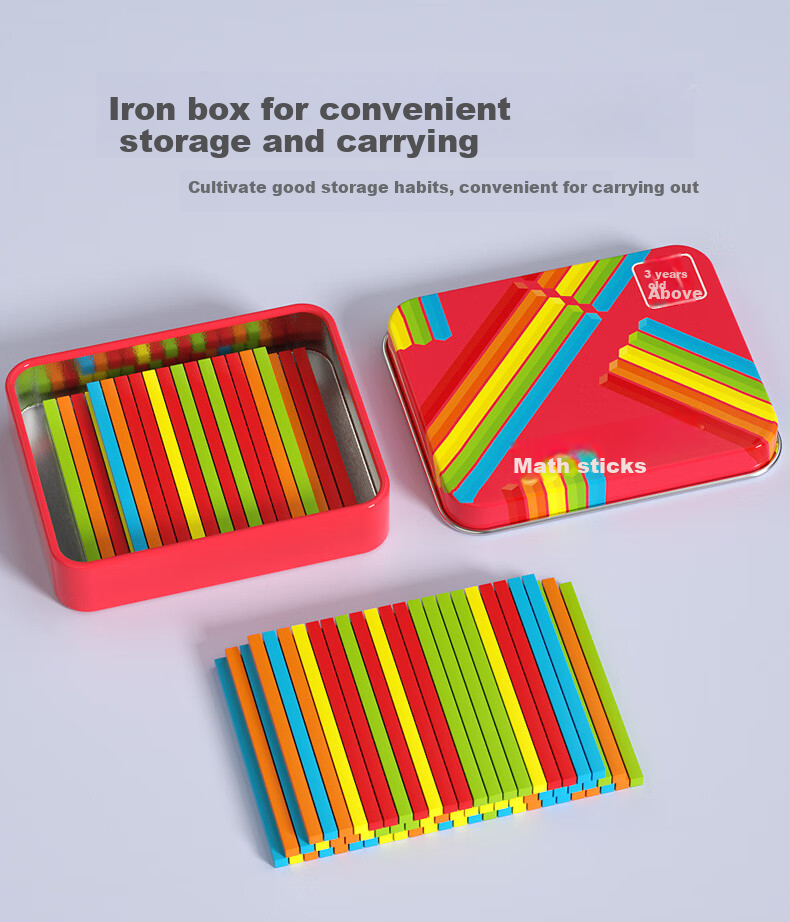 Fuhaier Solid Wood Square Counting Sticks, 100 Pieces, First Grade Arithmetic Counting Tool, Kindergarten Math Wooden Sticks, Addition And Subtractio 5