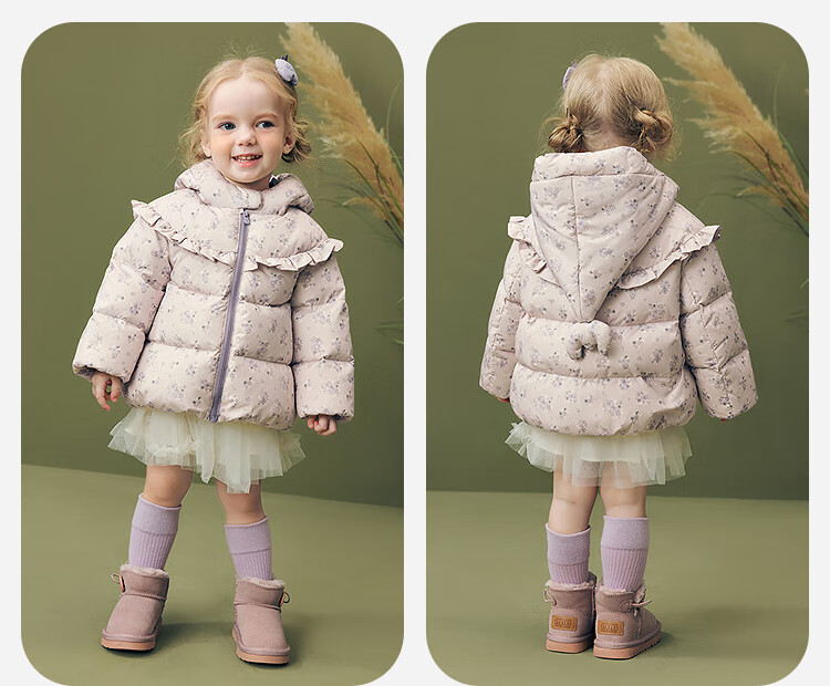 Minibala Girls' Three-Proof Down Jacket Baby Sweet Cute Coat New Year Clothes 2025 Winter 6