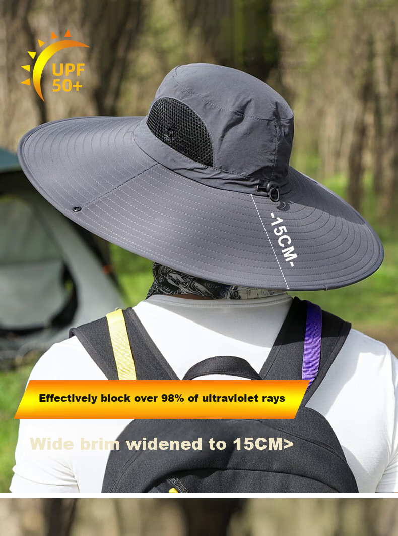 Ousen Outdoor Sun Hat with Wide Brim for Men And Women, Summer UV Protection Fishing Hiking Cycling Hat with Face Mask 1