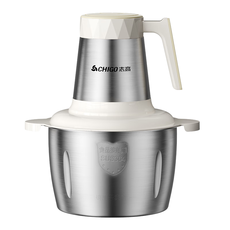 CHIGO Meat Grinder for Home Use, Mincer Machine, 304 Stainless Steel Small Multifunctional Food Processor, Meat Chopper, Dumpling Filling And Garlic Paste Maker, 2L Dual Blade Head ZG-L805