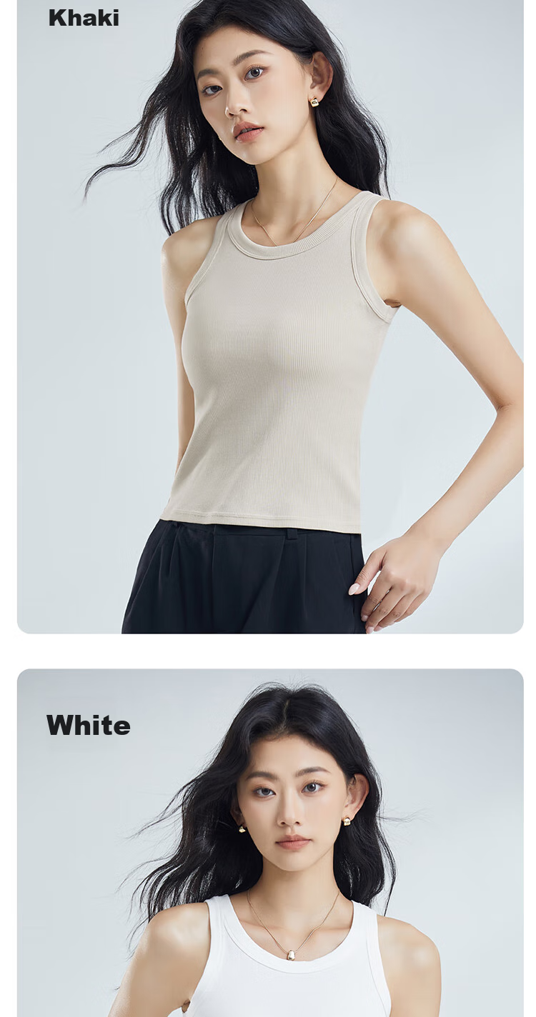GUJIN Sleeveless Camisole Tank Top Knit Sweater Elegant Inner Wear Can Be Worn Alone Or As Undershirt Cotton No Chest Pads 14